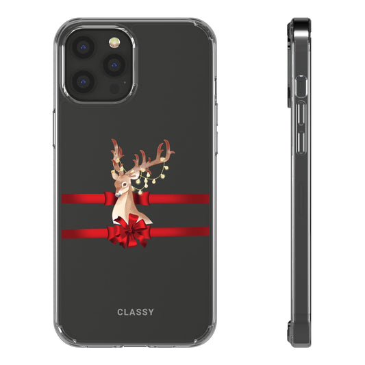 Christmas Clear Case with Deer - Classy Cases