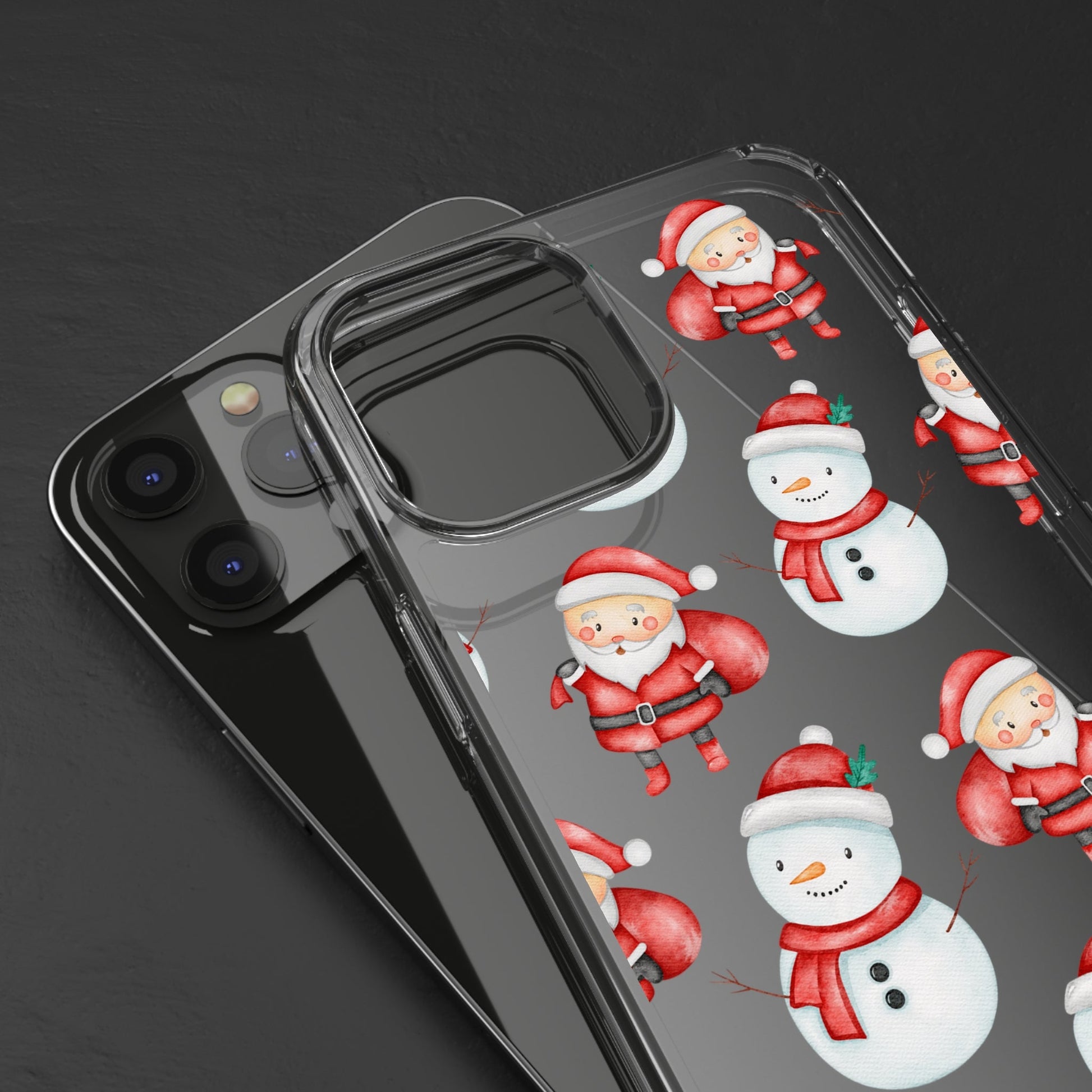 Christmas Clear Case with Snowman and Santa - Classy Cases - Phone Case - iPhone 12 Pro Max - With gift packaging -
