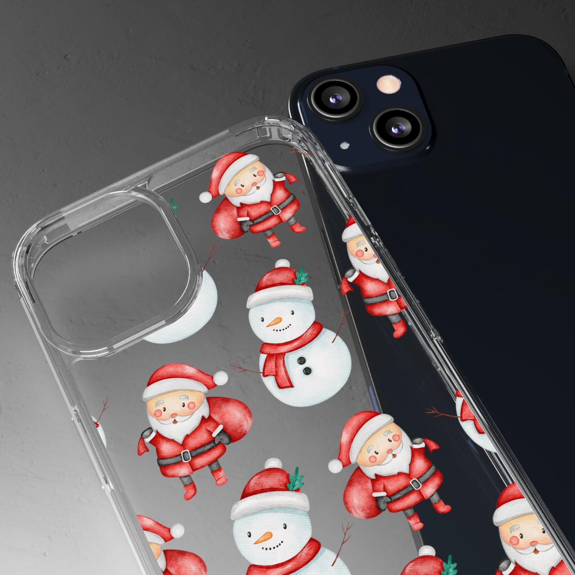 Christmas Clear Case with Snowman and Santa - Classy Cases