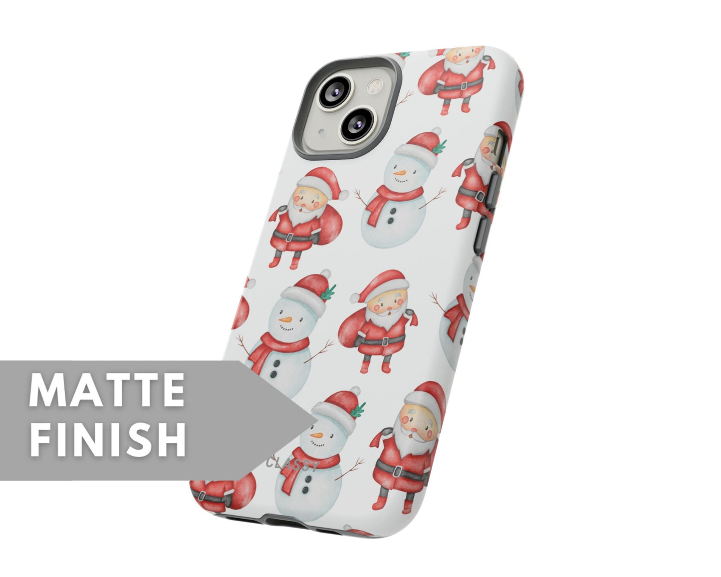 Christmas Tough Case with Snowman and Santa - Classy Cases - Phone Case - iPhone 15 - Glossy -