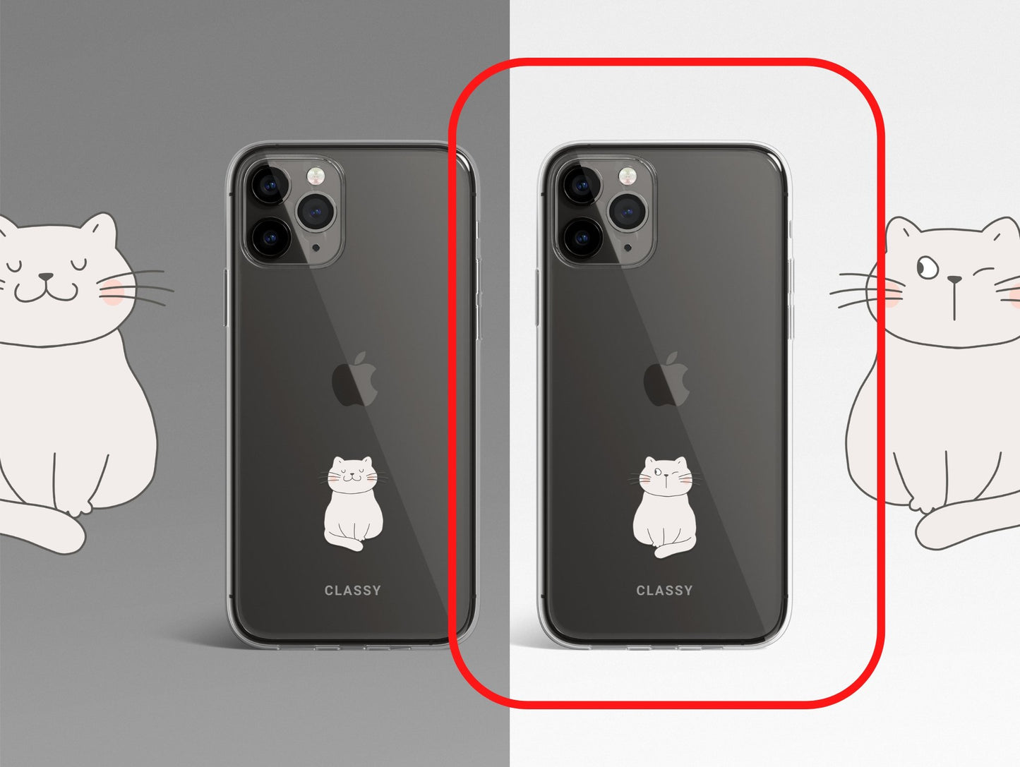 Couple Cat Clear Case - Classy Cases - Phone Case - iPhone 12 Pro Max - With gift packaging -