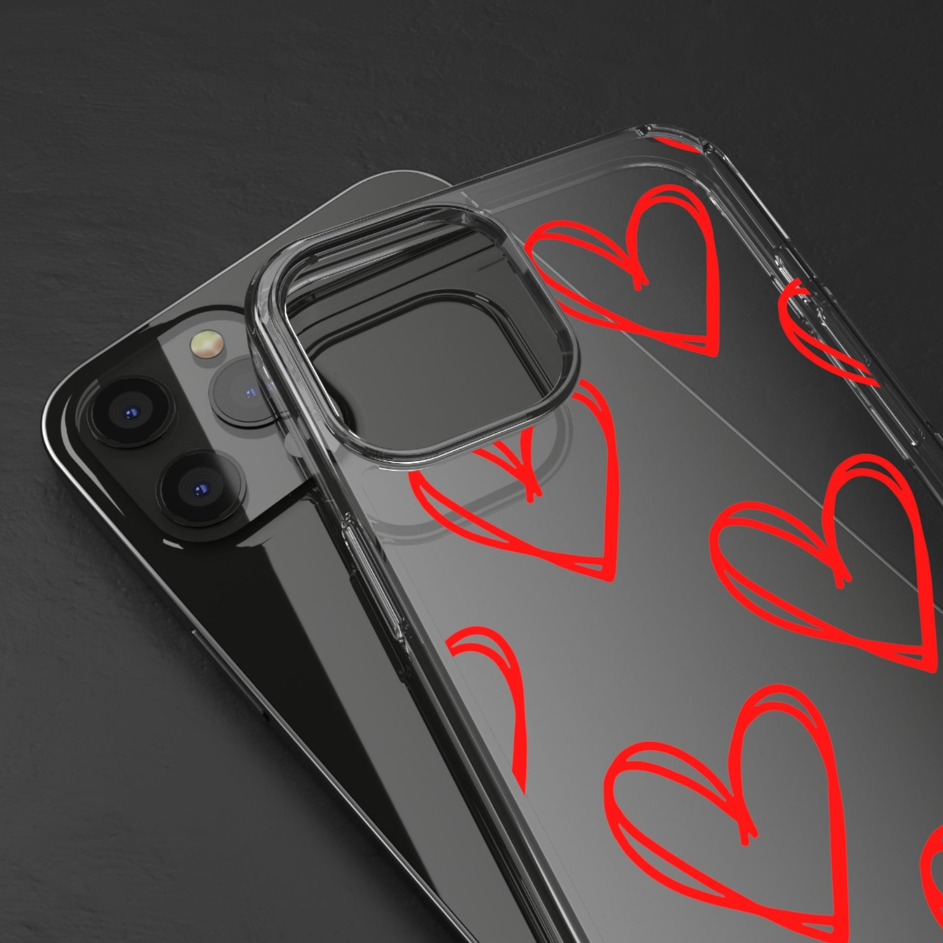 Couple Heart Clear Case - Classy Cases - Phone Case - iPhone 12 Pro Max - With gift packaging -