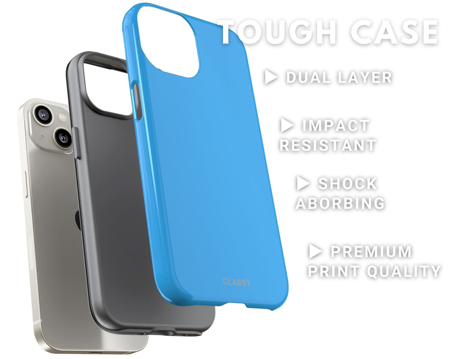Deep Blue Tough Case - Classy Cases - Phone Case - iPhone 14 - Glossy -