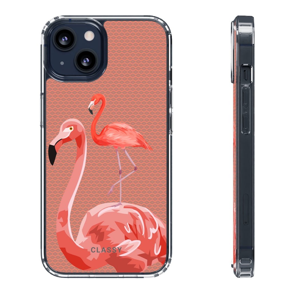 Flamingos Brown Clear Case - Classy Cases - Phone Case - iPhone 13 - With gift packaging -