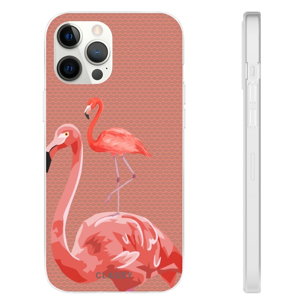 Flamingos Brown Flexi Case - Classy Cases - Phone Case - iPhone 12 Pro Max with gift packaging - -