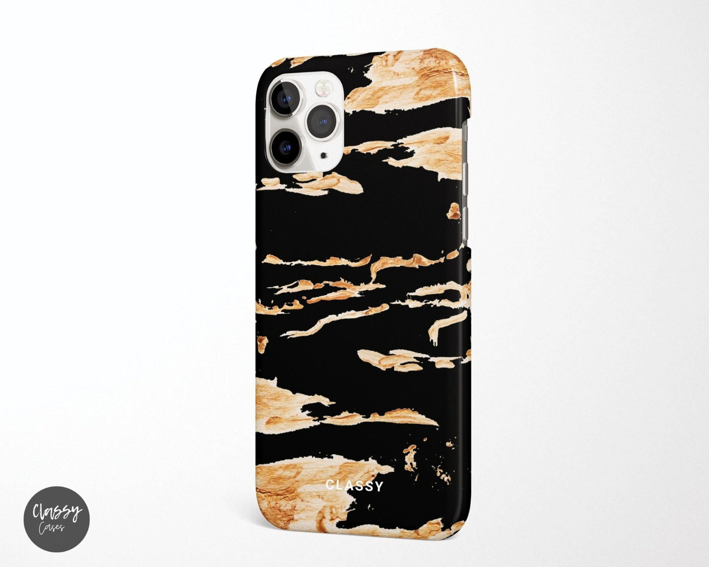 Gold and Black Snap Case - Classy Cases - Phone Case - iPhone 12 Pro Max - Glossy -