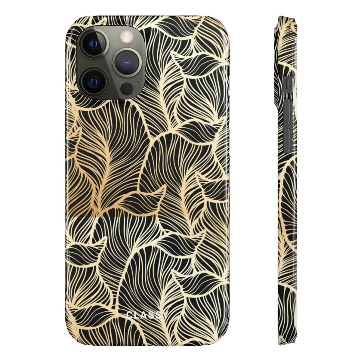 Gold Leaves Pattern Snap Case - Classy Cases - Phone Case - iPhone 12 Pro Max - Glossy -