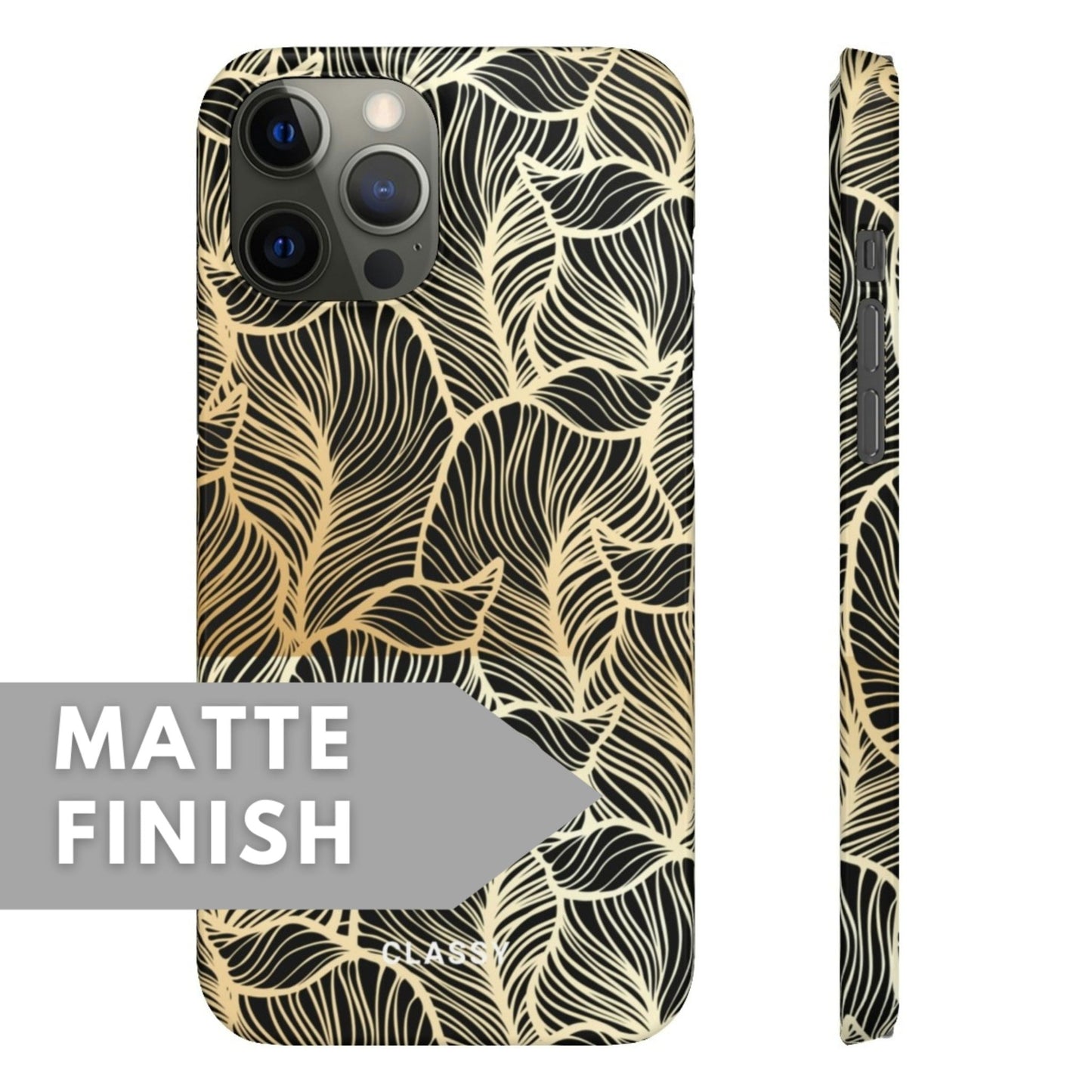 Gold Leaves Pattern Snap Case - Classy Cases - Phone Case - iPhone 12 Pro Max - Glossy -