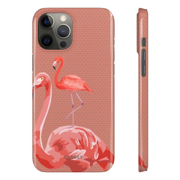 Huge Awesome Flamingos Brown Snap Case - Classy Cases - Phone Case - iPhone 12 Pro Max - Glossy -