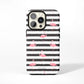 Black and White Striped Flamingo Tough Case - Classy Cases - Phone Case - Samsung Galaxy S22 - Glossy -