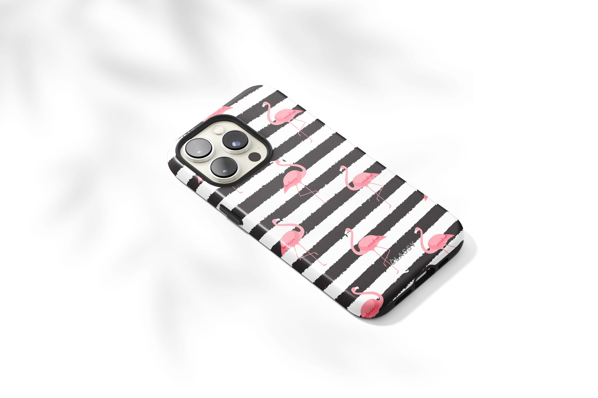 Black and White Striped Flamingo Tough Case - Classy Cases - Phone Case - Samsung Galaxy S22 - Glossy -