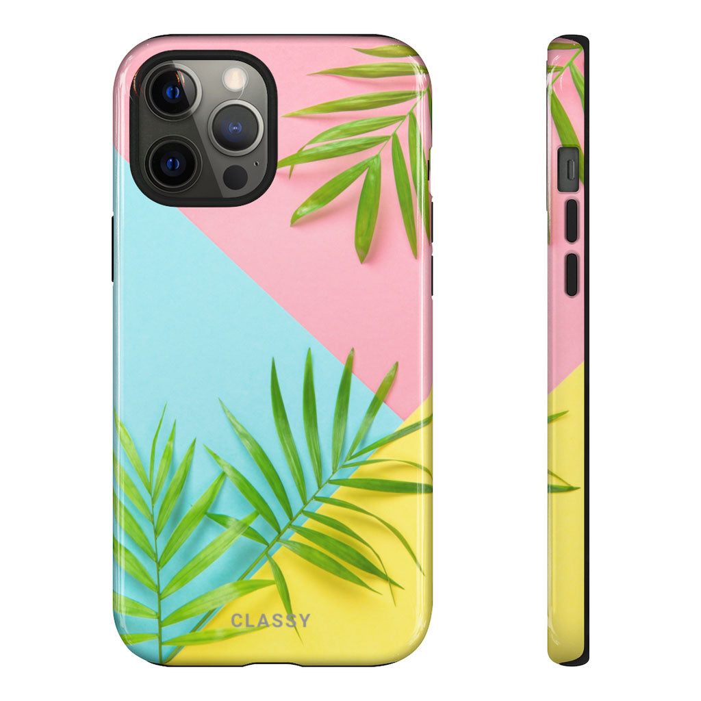Palm Leaves Colorblock Tough Case - Classy Cases - Phone Case - iPhone 12 Pro Max - Glossy -