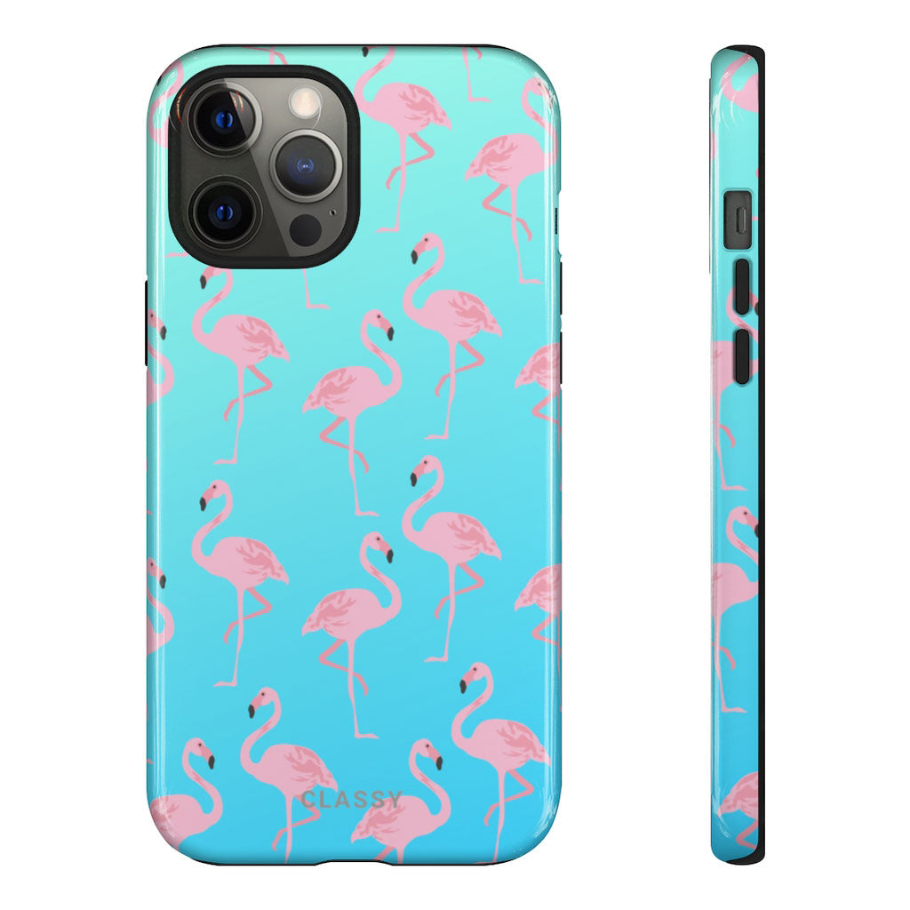 Turquoise Blue Flamingo Tough Case - Classy Cases - Phone Case - iPhone 12 Pro Max - Glossy -