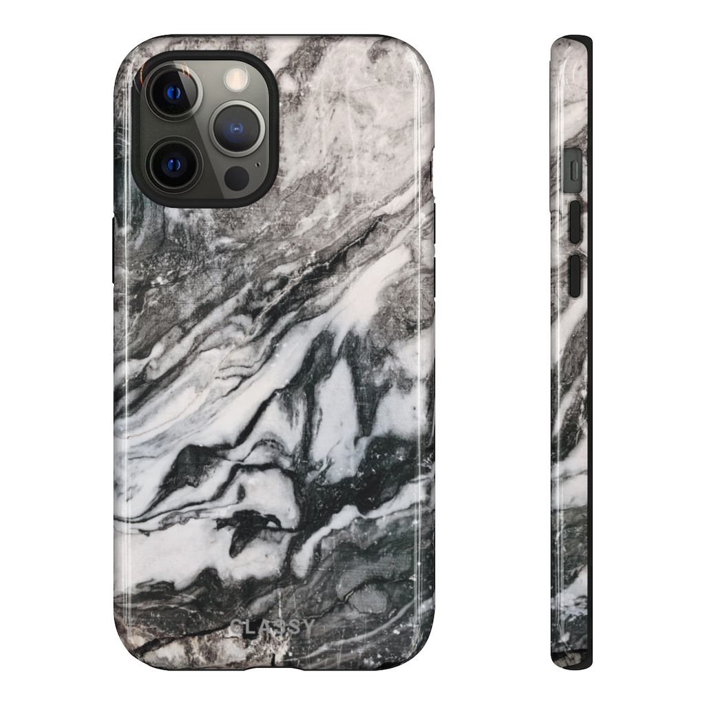 Black and White Marble Tough Case - Classy Cases - Phone Case - iPhone 12 Pro Max - Glossy -