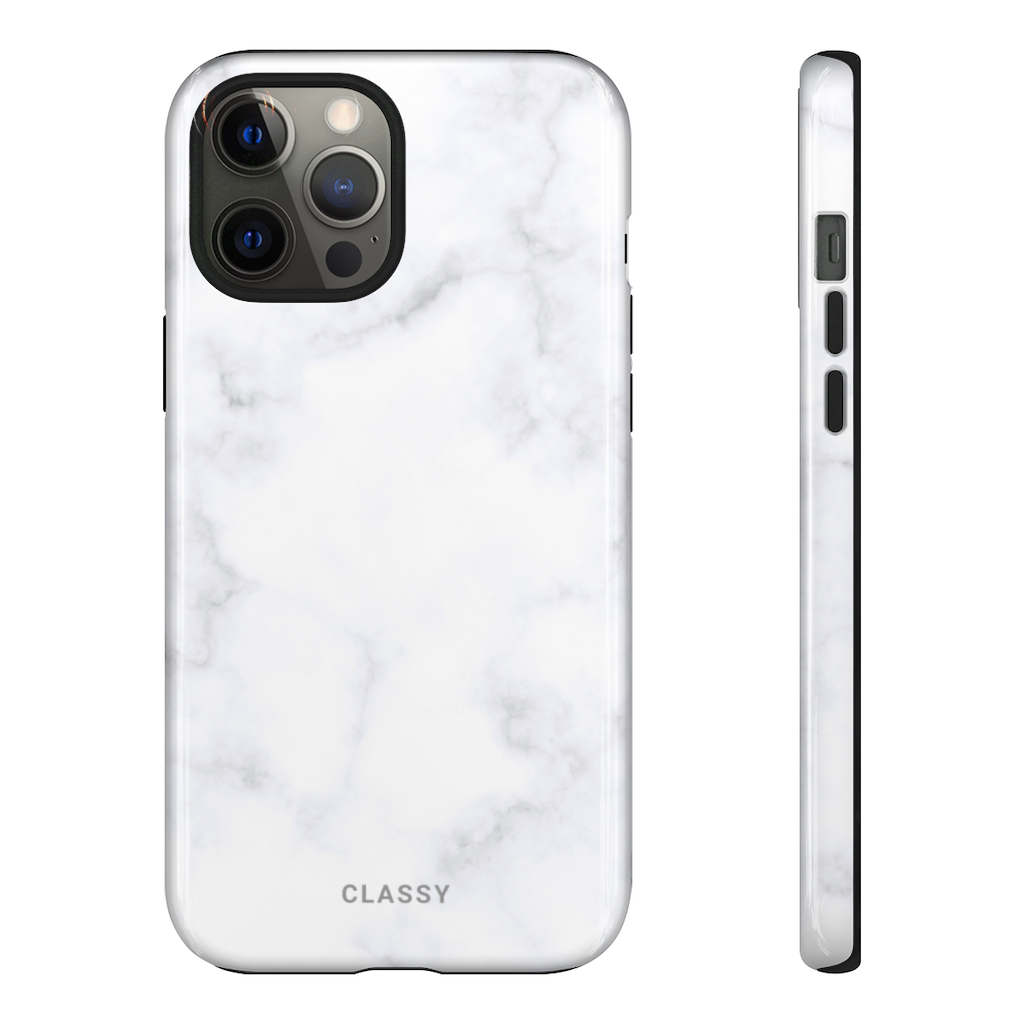 Light White Marble Tough Case - Classy Cases - Phone Case - iPhone 12 Pro Max - Glossy -