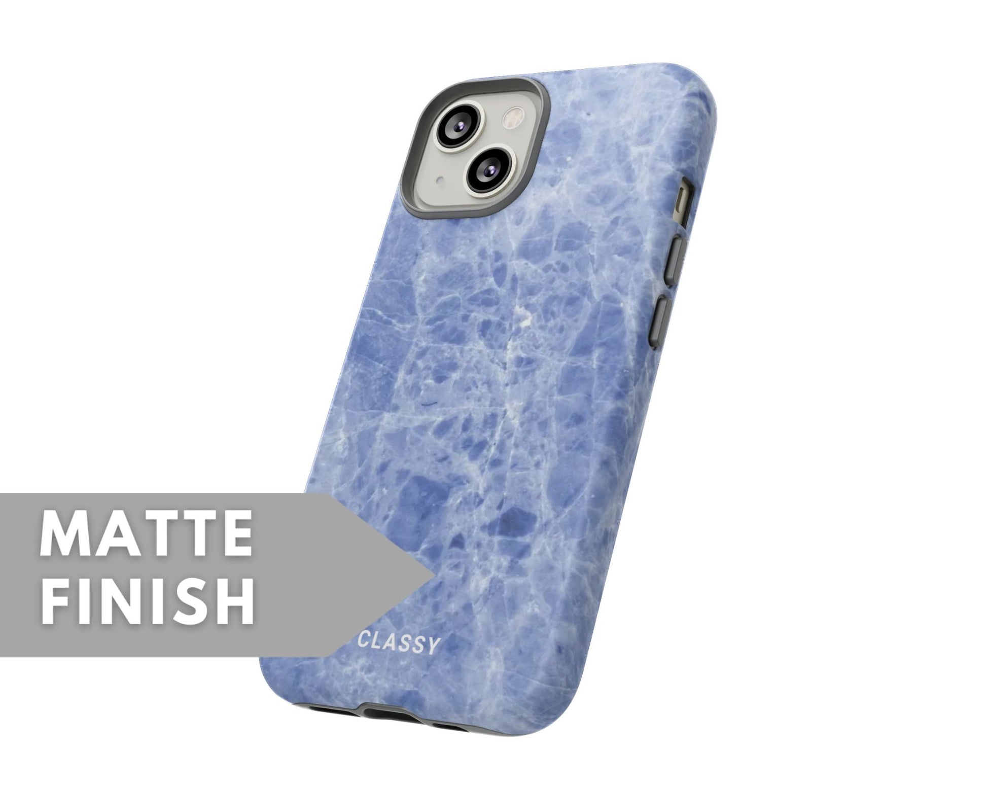 Light Blue Marble Tough Case - Classy Cases - Phone Case - iPhone 15 - Glossy -
