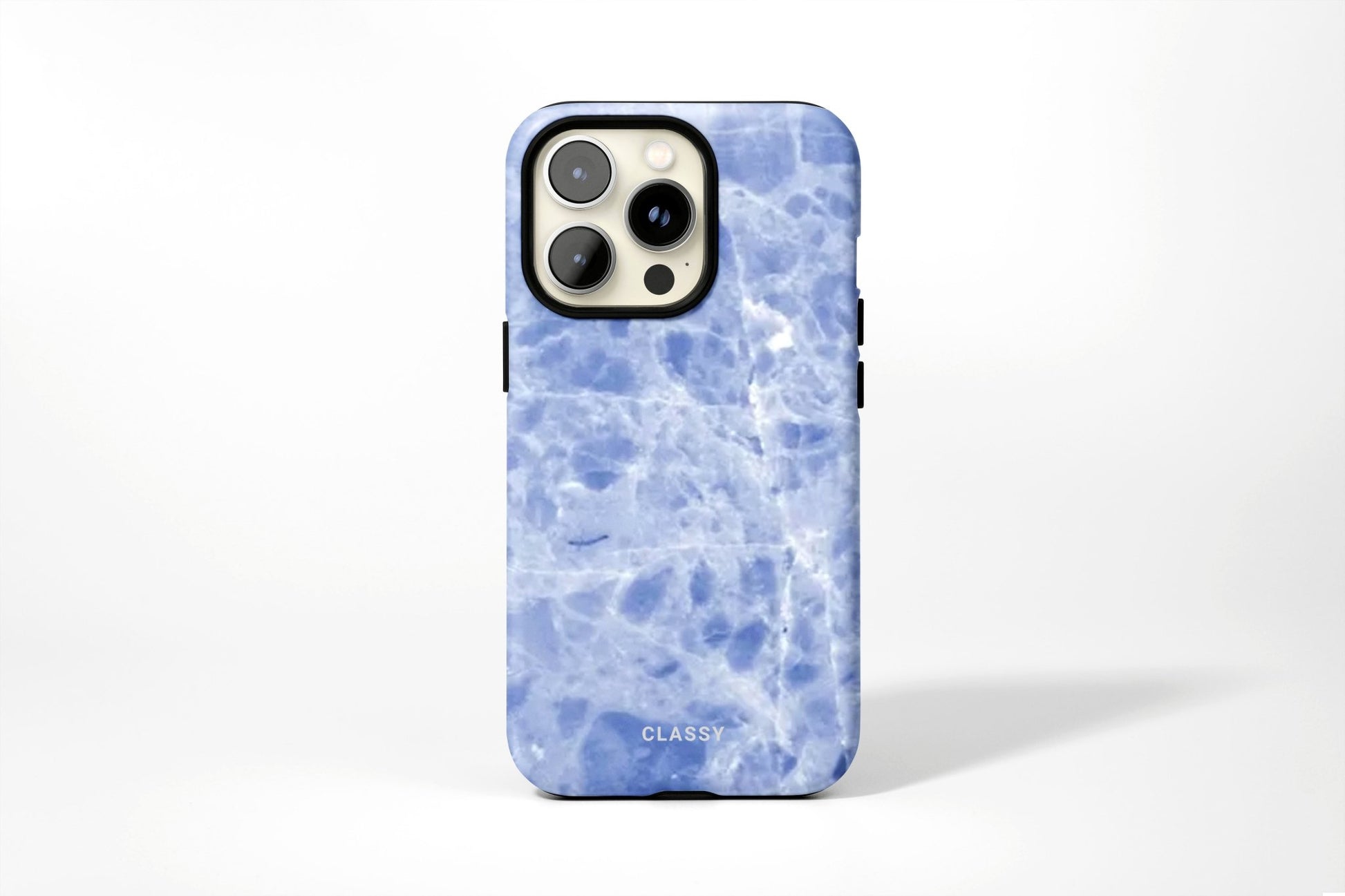 Light Blue Marble Tough Case - Classy Cases - Phone Case - iPhone 15 - Glossy -
