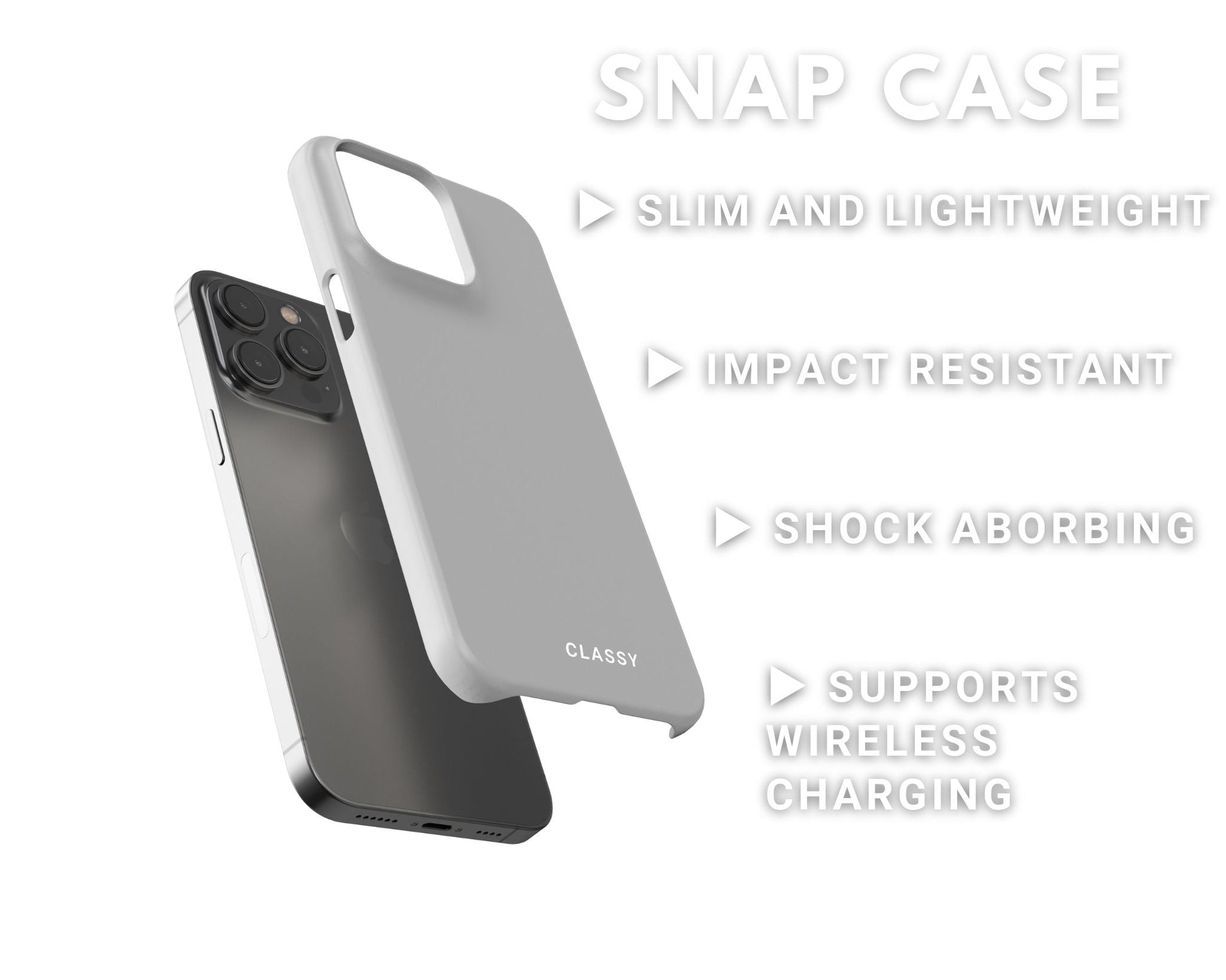 Light Gray Snap Case - Classy Cases - Phone Case - iPhone 14 - Glossy -