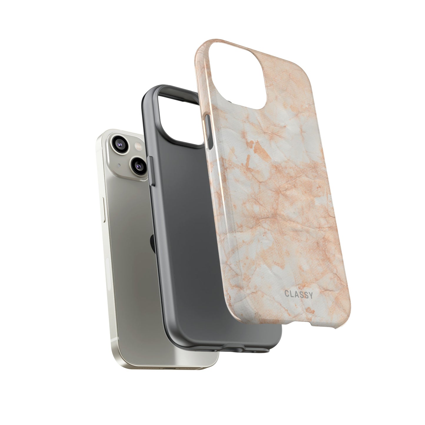 Light Orange Marble Tough Case - Classy Cases - Phone Case - iPhone 15 - Glossy -