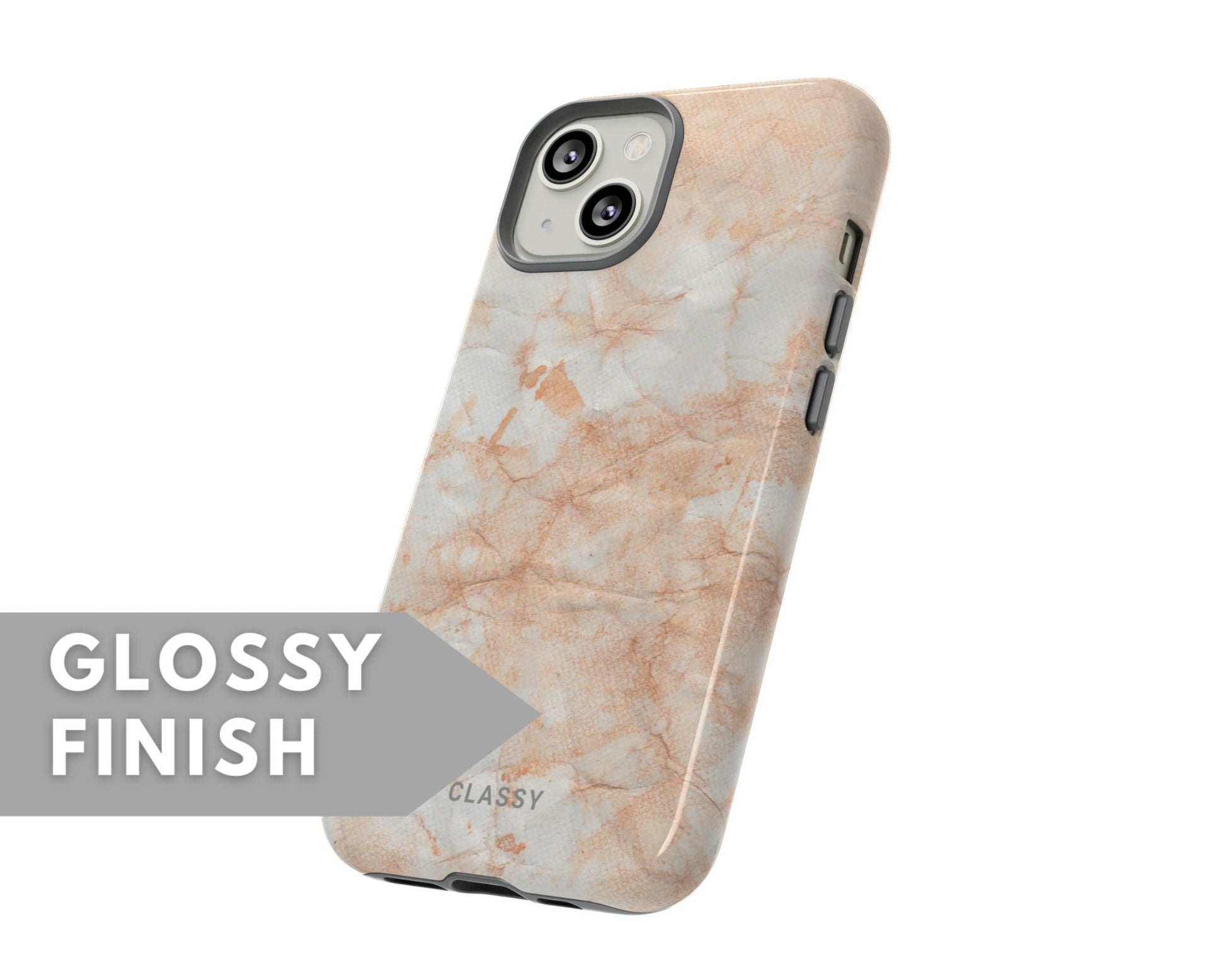 Light Orange Marble Tough Case - Classy Cases - Phone Case - iPhone 15 - Glossy -