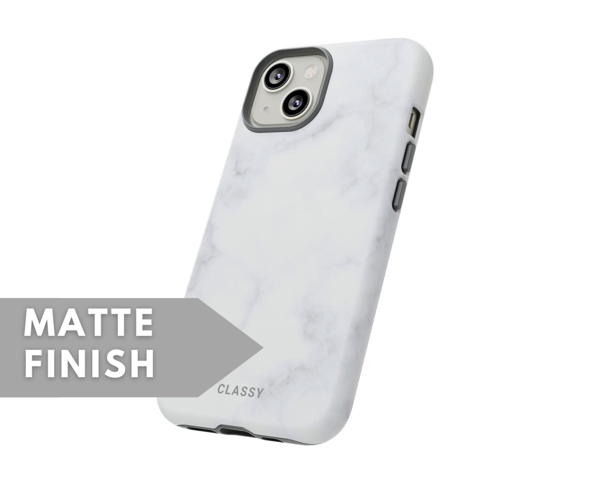 Light White Marble Tough Case - Classy Cases - Phone Case - iPhone 15 - Glossy -