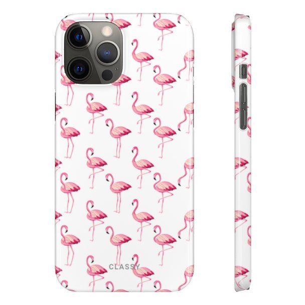 Little Flamingo White Snap Case - Classy Cases - Phone Case - iPhone 12 Pro Max - Glossy -