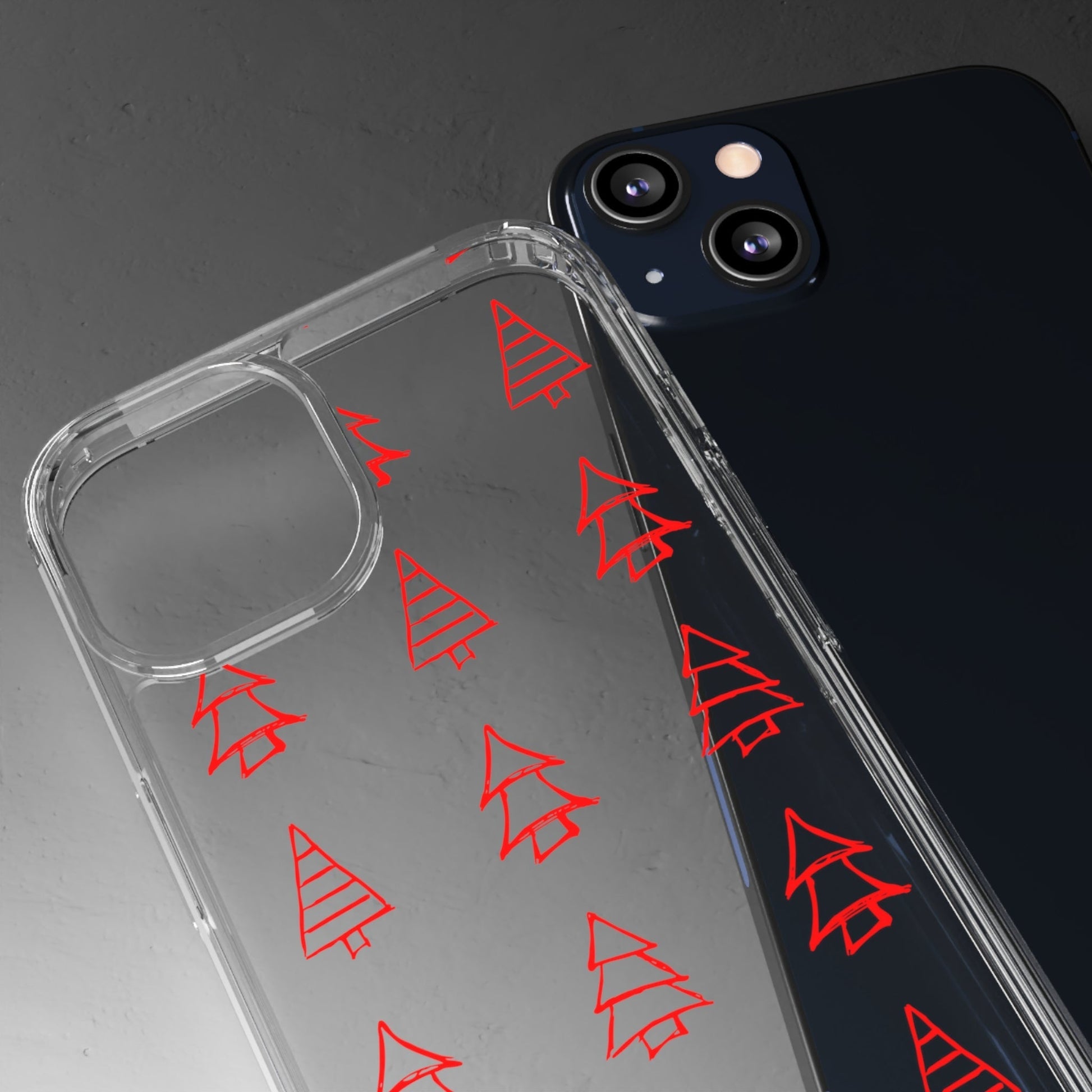Little Red Christmas Trees Clear Case - Classy Cases - Phone Case - iPhone 16 Pro - Without gift packaging - 