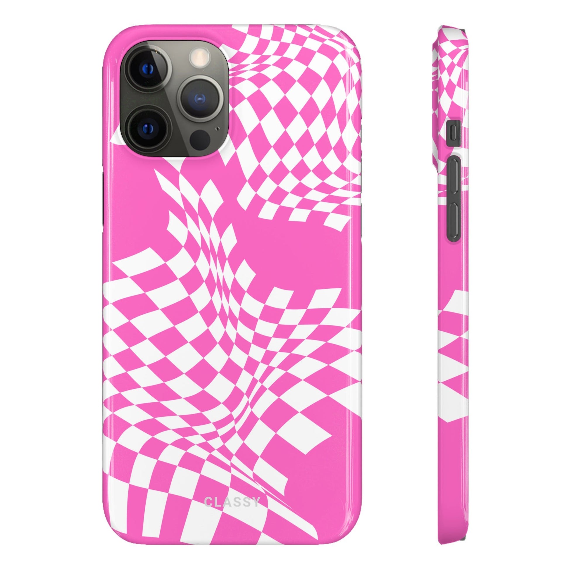 Pink and White Pattern Snap Case - Classy Cases - Phone Case - iPhone 14 - Glossy -