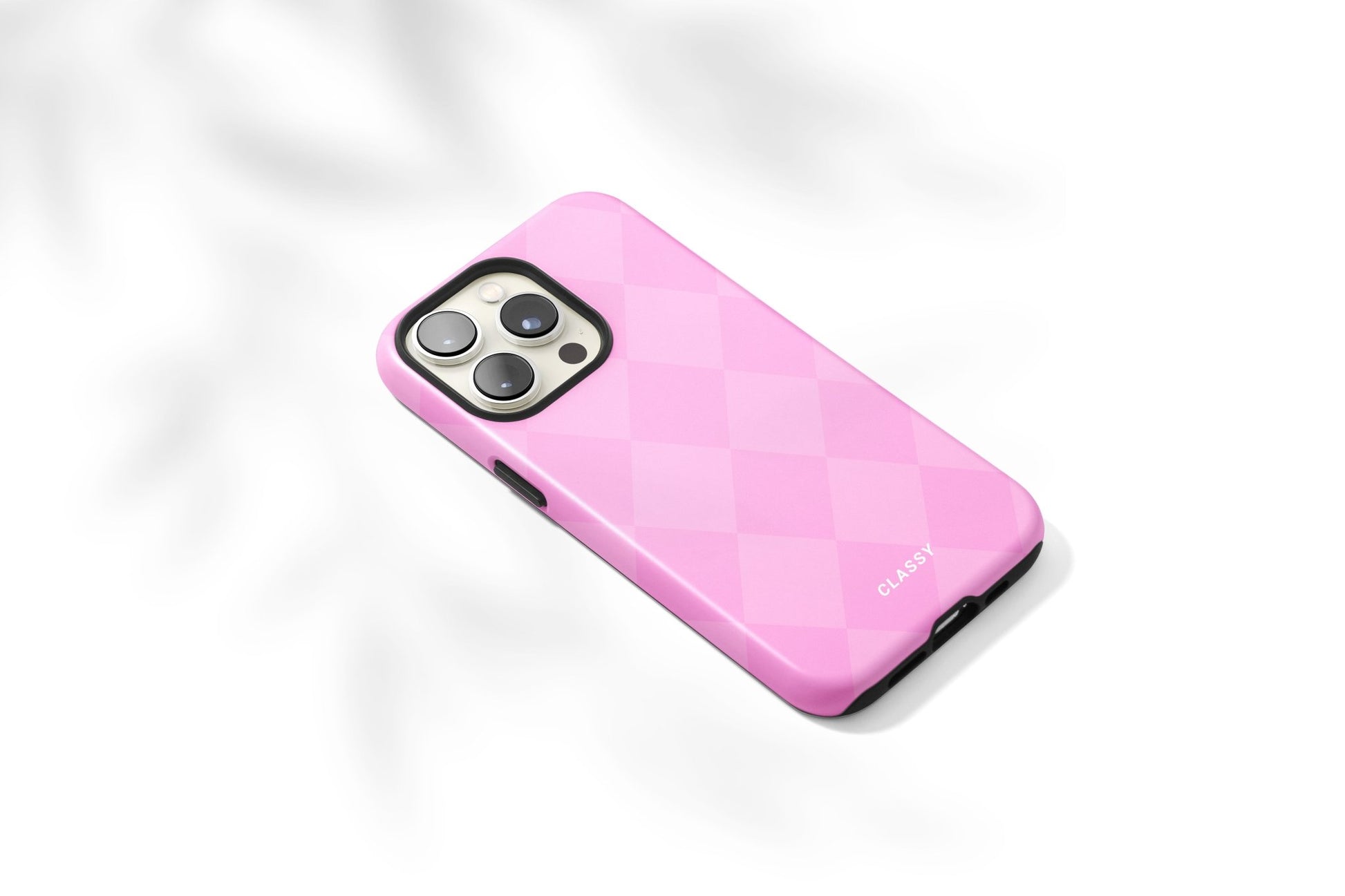 Pink Check Pattern Tough Case - Classy Cases - Phone Case - iPhone 14 - Glossy -
