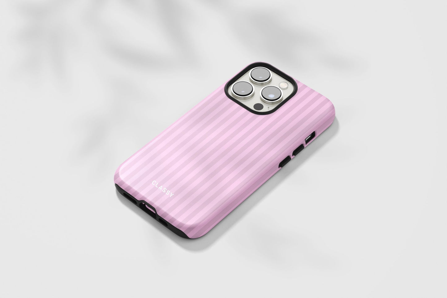 Pink Striped Tough Case - Classy Cases - Phone Case - iPhone 14 - Glossy -