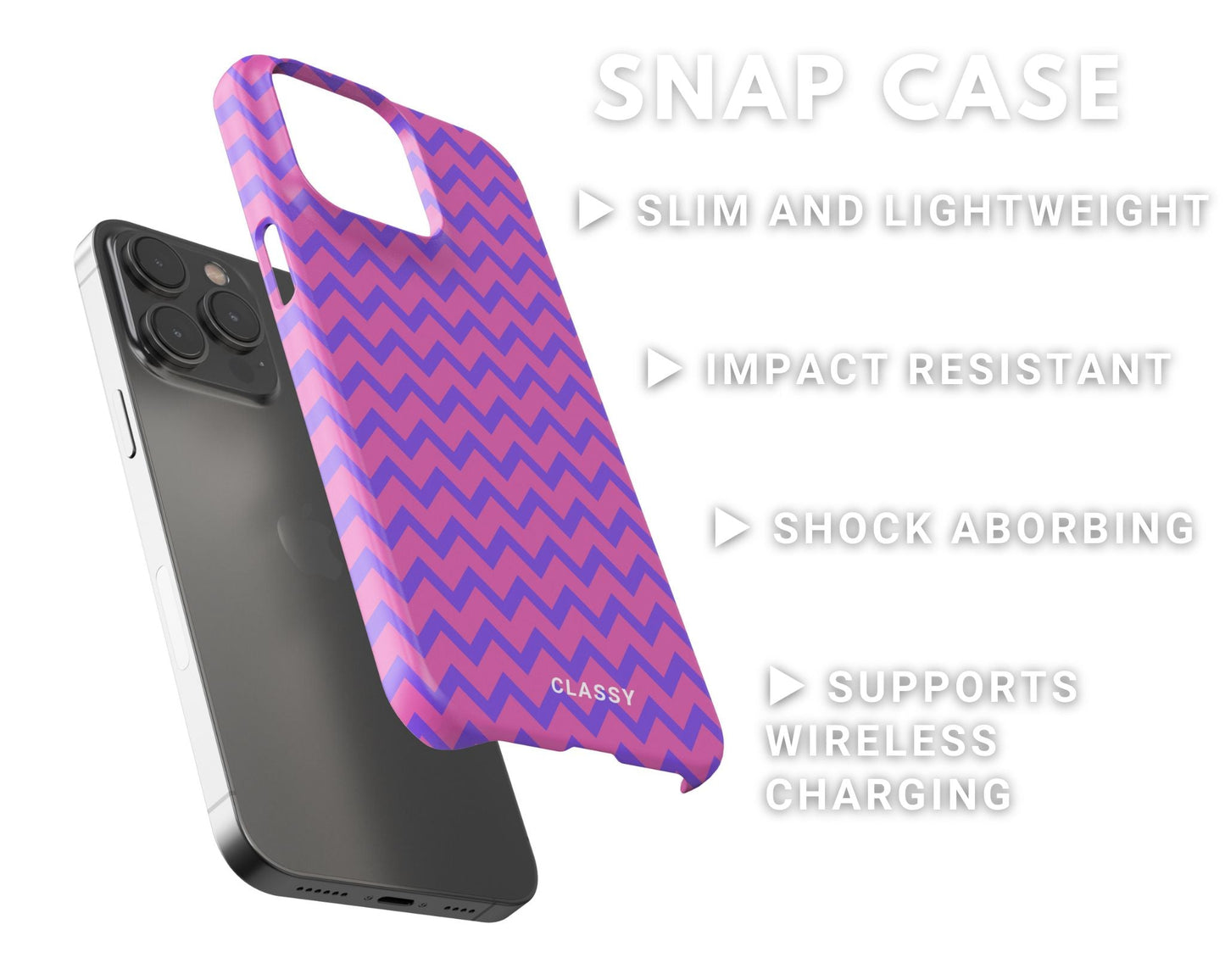 Purple and Pink Pattern Snap Case - Classy Cases - Phone Case - iPhone 14 - Glossy -
