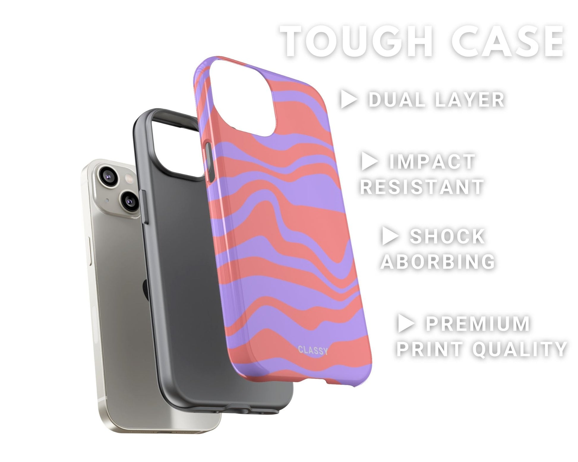 Purple and Red Swirl Tough Case - Classy Cases - Phone Case - iPhone 14 - Glossy -