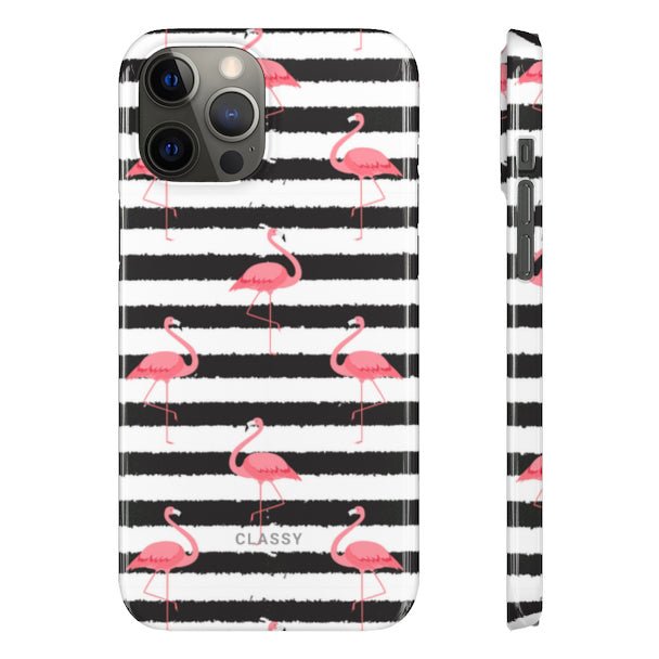 Striped Flamingos Snap Case - Classy Cases - Phone Case - iPhone 12 Pro Max - Glossy -