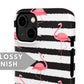 Striped Flamingos Snap Case - Classy Cases - Phone Case - iPhone 14 - Glossy -