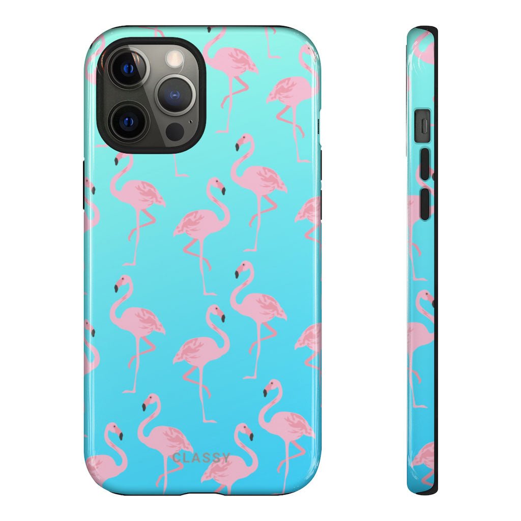 Turquoise Blue Flamingo Tough Case - Classy Cases - Phone Case - iPhone 13 - Glossy -