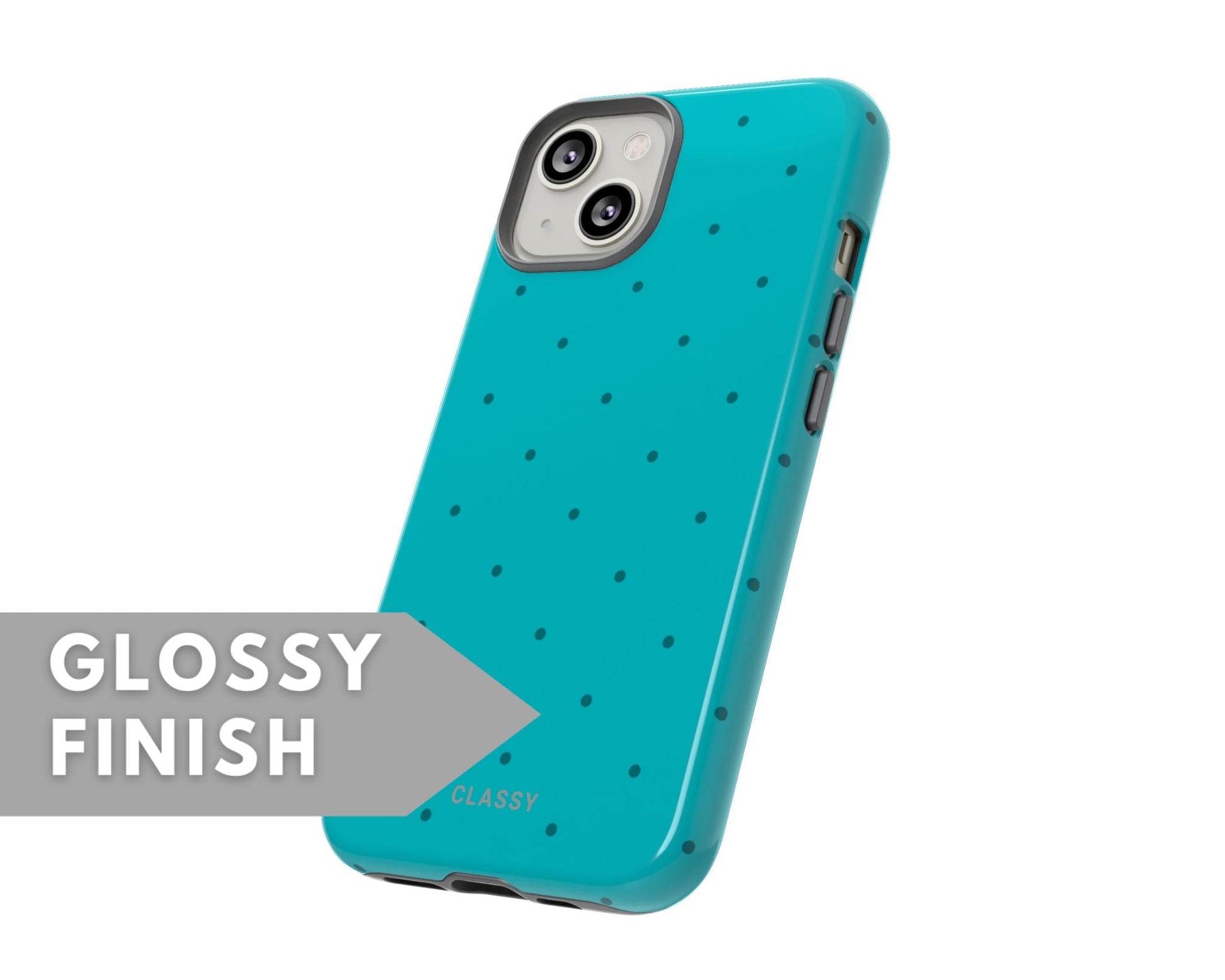 Turquoise Dots Tough Case - Classy Cases - Phone Case - iPhone 14 - Glossy -