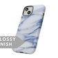 White and Blue Marble Tough Case - Classy Cases - Phone Case - iPhone 15 - Glossy -