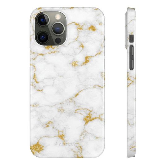 White and Gold Marble Snap Case - Classy Cases - Phone Case - iPhone 12 Pro Max - Glossy -