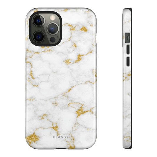 White and Gold Marble Tough Case - Classy Cases - Phone Case - iPhone 12 Pro Max - Glossy -
