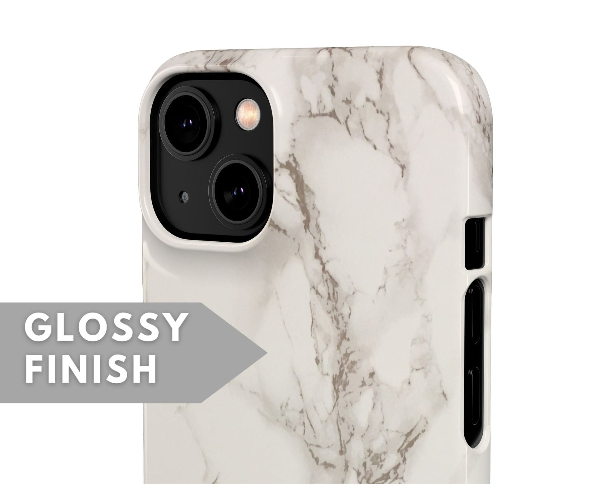 White and Gray Marble Snap Case - Classy Cases - Phone Case - iPhone 14 - Glossy -