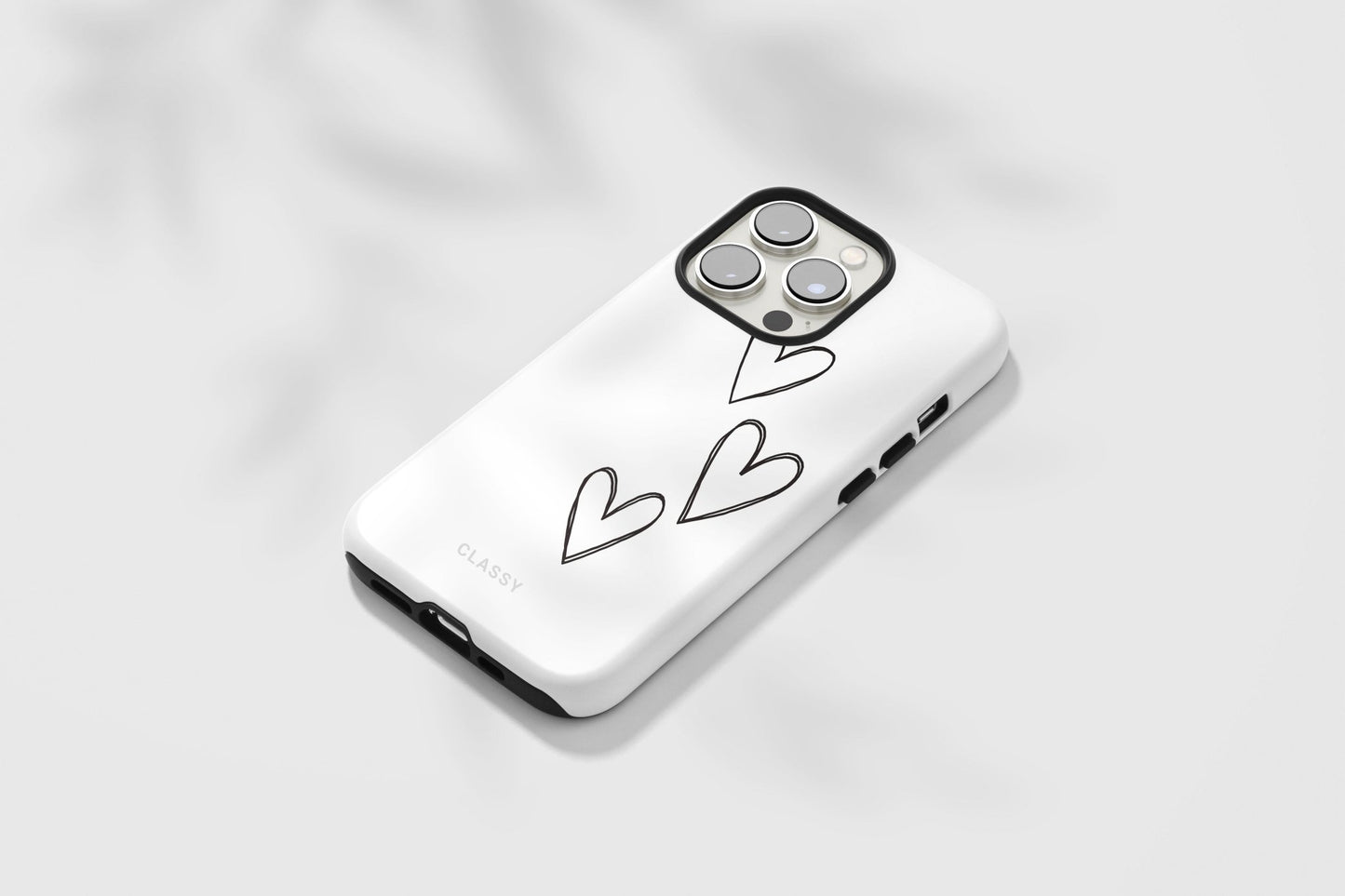 White Couple Heart Tough Case - Classy Cases - Phone Case - iPhone 12 Pro Max - Glossy -