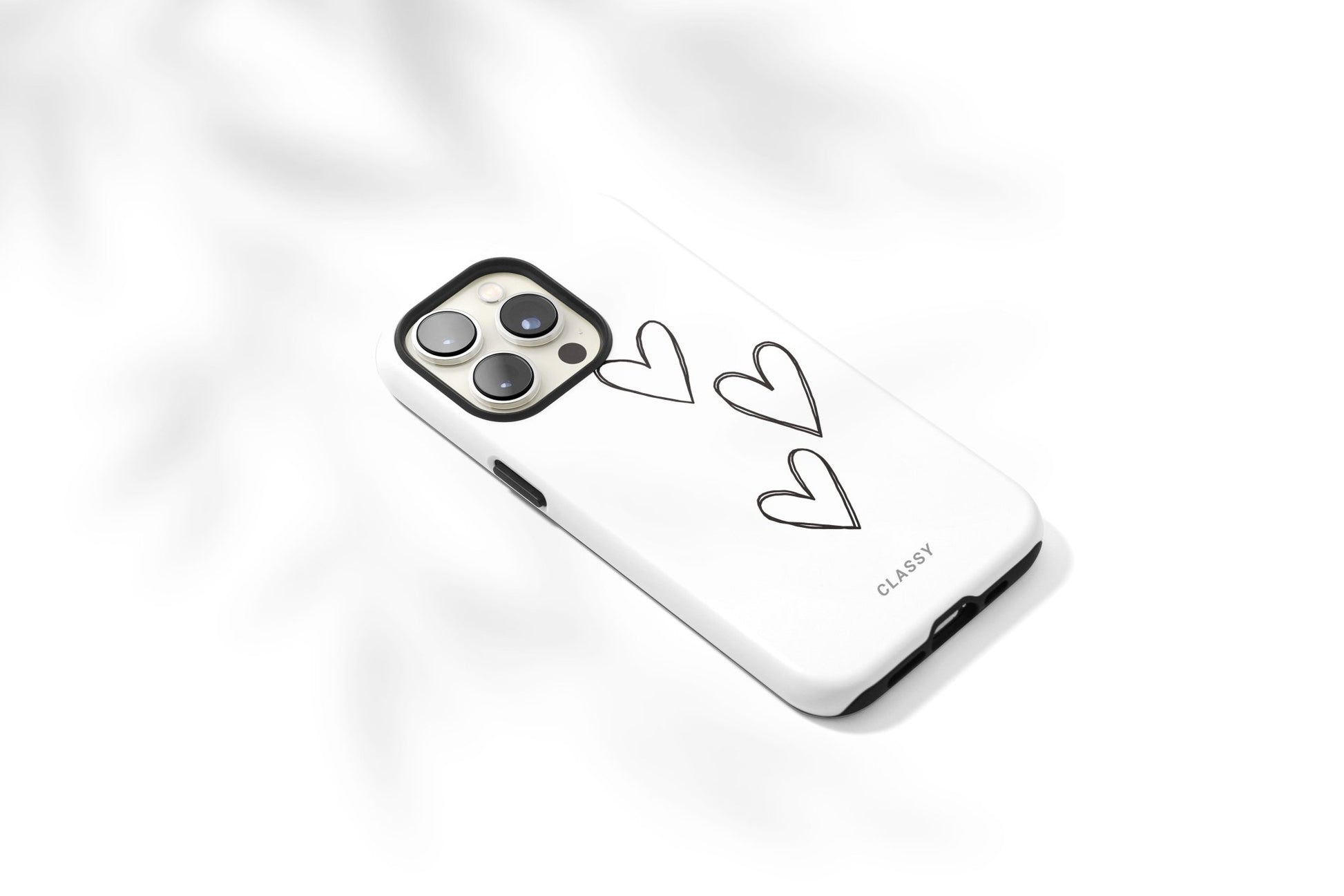 White Couple Heart Tough Case - Classy Cases - Phone Case - iPhone 12 Pro Max - Glossy -